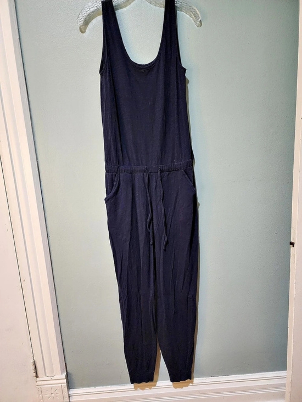 Pact Organic Cotton Pocket Jumpsuit in Blue Size Medium